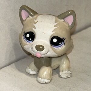 Littlest Pet Shop LPS #1817 Tan & White Husky Dog - Authentic